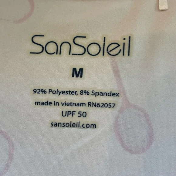SanSoleil White and Pink Tennis Top, Vented sleeves, UPF 50 size M - Picture 6 of 9